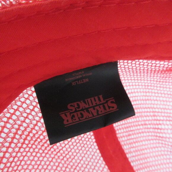 Netflix Stranger Things Snapback Trucker Hat Red Mesh Retro Style Baseball Cap - Picture 6 of 6